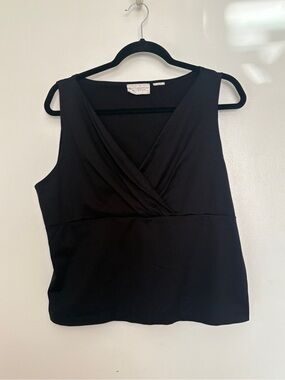 Worthington Black Sleeveless Wrap-Front Camisole